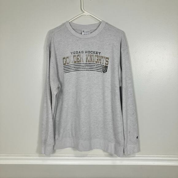 Las Vegas Golden Knights Sweatshirt Mens Size L Champion Crew Neck Gray NHL - Picture 1 of 11